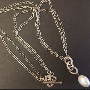 Silpada Sterling Silver Double Strand Freshwater Pearl Pendant Necklace.